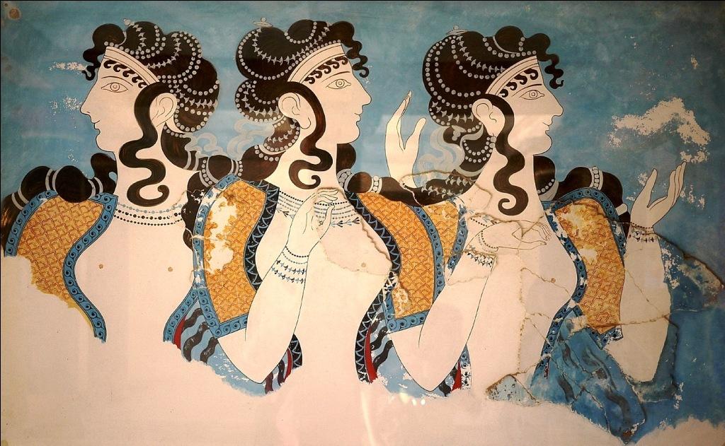 crete ladies in blue ancient mural athens 2004 olympic games